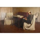 20th Century Russian School. Lenin Seated Making Notes, Oil on Canvas, 35" x 54", Unframed