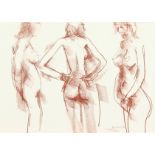 Peter Collins, A study of three female figures, crayon, signed in pencil and dated 79, 13"x18".