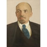 20th Century Russian School. A Bust Length Portrait of Lenin, Oil on Canvas, 28" x 20", Unframed.