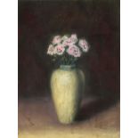 Richard Cartwright, born 1951, British, 'Pink Carnations', pastel, signed with label verso, 14"