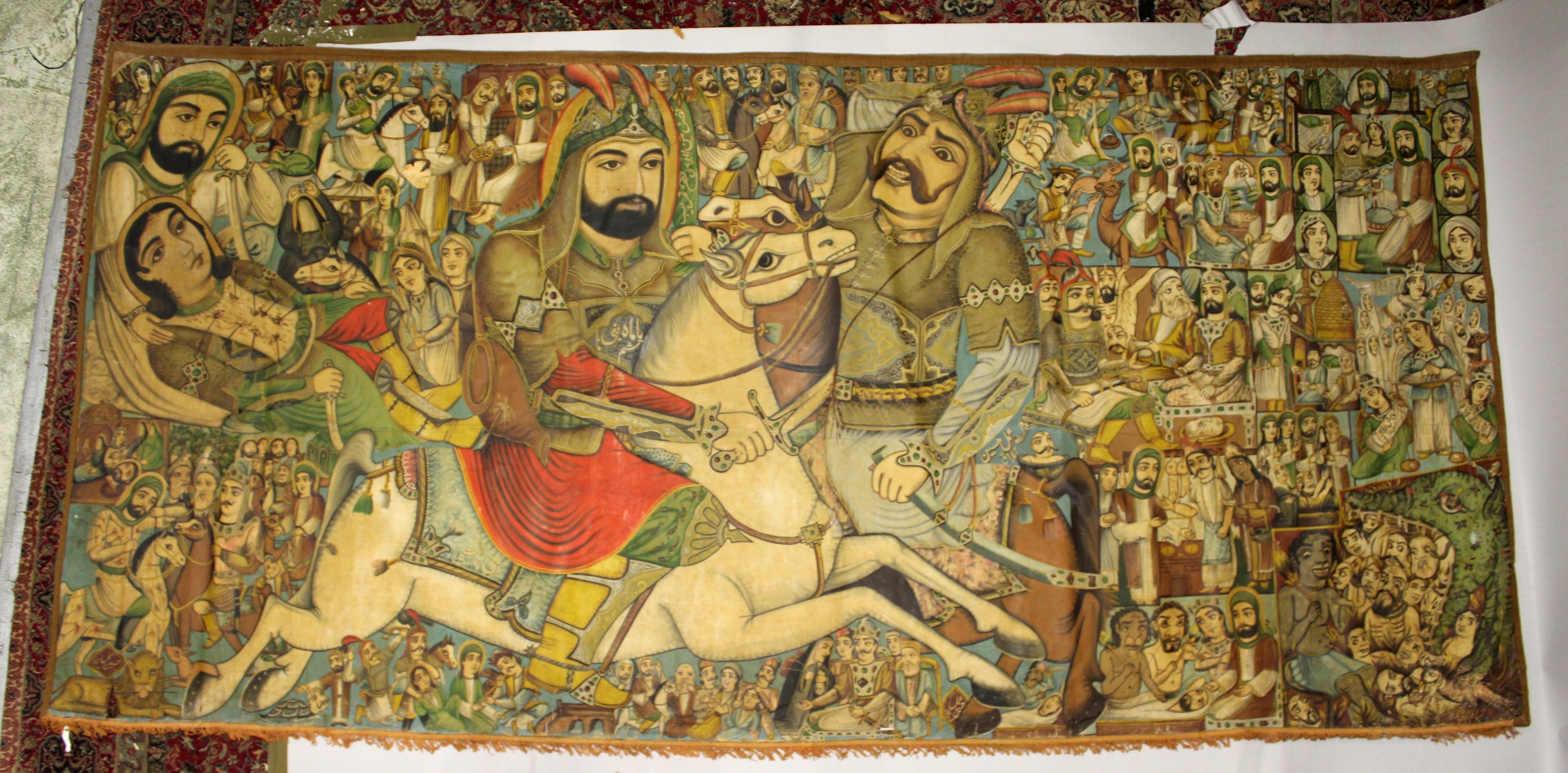 Hussain Hamlani, Persian School, Late 19th/Early 20th Century. 'The Battle of Kerbala', Hasan riding - Image 2 of 5