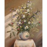 Pavel Vlesenko (b.1948) Russian, 'Wildflowers', signed oil on canvas, 19.5" x 15.75", 50x40cm.