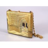 A VERY FINE 19/20TH CENTURY GOLD INLAID TOLEDO LADY'S PURSE, c arved with interior views of a