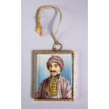 A 19TH CENTURY PERSIAN MINIATURE PAINTING ON MICA? WITH GILT METAL FRAME - SIGNED, possibly gold but