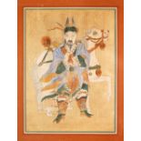 AN 18TH / 19TH CENTURY CHINESE PAINTING OF A GENERAL UPON HORSEBACK, the paining depicting a general