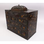 A GOOD JAPANESE MEIJI PERIOD LACQUER CABINET / BOX, The body decorated with raised wave design and