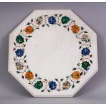 AN FINE QUALITY MARBLE TOP INLAID SPECIMEN TABLE, inlaid with an array of shells & stones