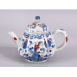 A 19TH CENTURY CHINESE IMARI PORCELAIN TEAPOT, the ribbed body decorated in typical imari palate,