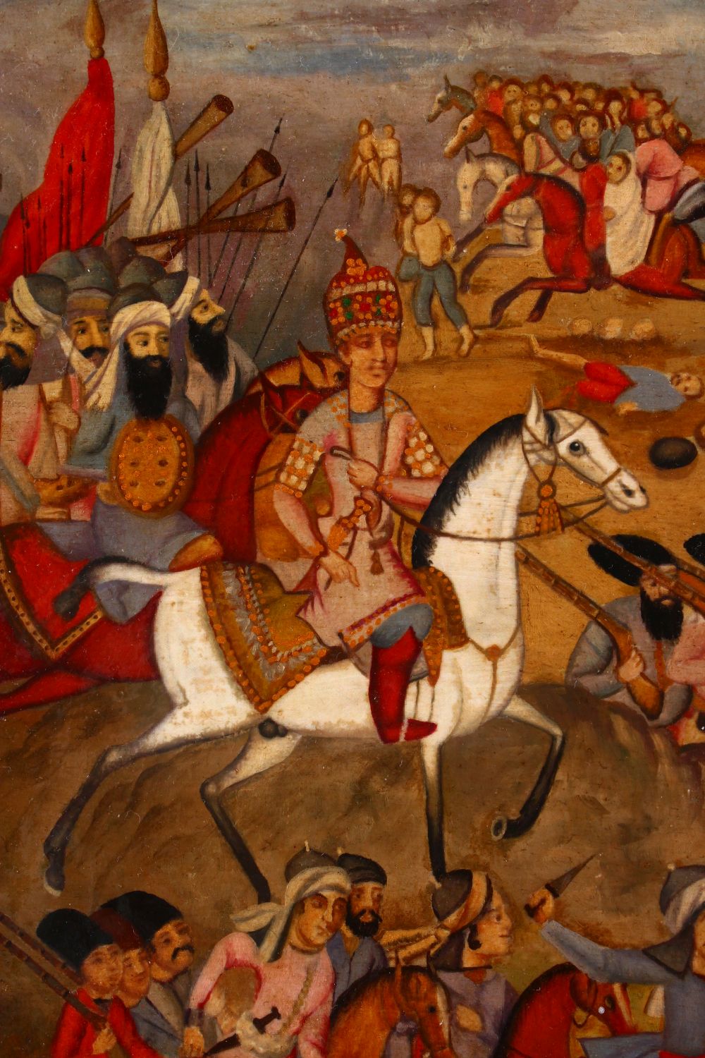 A PERSIAN QAJAR LACQUER PAINTED PANEL OF 1ST QAJAR KING AGHA MOHAMMAD KHAN QAJAR, 21cm x 25cm. - Image 3 of 9