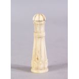 A 19TH CENTURY INDIAN CARVED IVORY PERFUME BOTTLE, 7cm