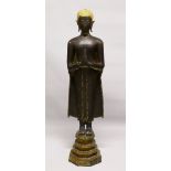 A VERY FINE AND LARGE 18TH CENTURY THAI BRONZE FIGURE OF BUDDHA, in an upright stood position