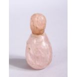A GOOD 18TH / 19TH CENTURY MUGHAL CARVED ROCK CRYSTAL OR AMETHYST SCENT BOTTLE, carved with 6CM