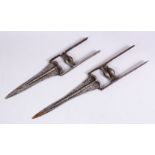 TWO 18TH CENTURY STEEL KATAR / DAGGERS 39cm & 32cm.