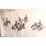 A GOOD 19TH / 20TH CENTURY CHINESE IMPRESSIONIST PAINTING OF A GAME OF POLO, the picture depicting a