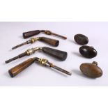 A 19TH CENTURY MIXED LOT OF RHINOCEROS HORN DOOR HANDLES, (7)