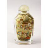 A GOOD 19TH / 20TH CENTURY CHINESE REVERSE PAINTED GLASS SNUFF BOTTLE, the bottle painted to