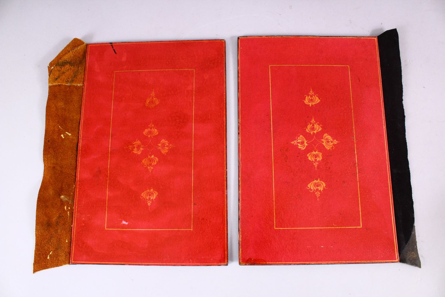 A GOOD 19TH CENTURY PERSIAN LACQUER BOOK COVERS, painted with bands of calligraphy and floral - Image 5 of 5