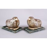 A FINE PAIR OF JAPANESE MEIJI PERIOD MOTHER OF PEARL & IVORY LIDDED BOXES AS BIRDS, the birds formed