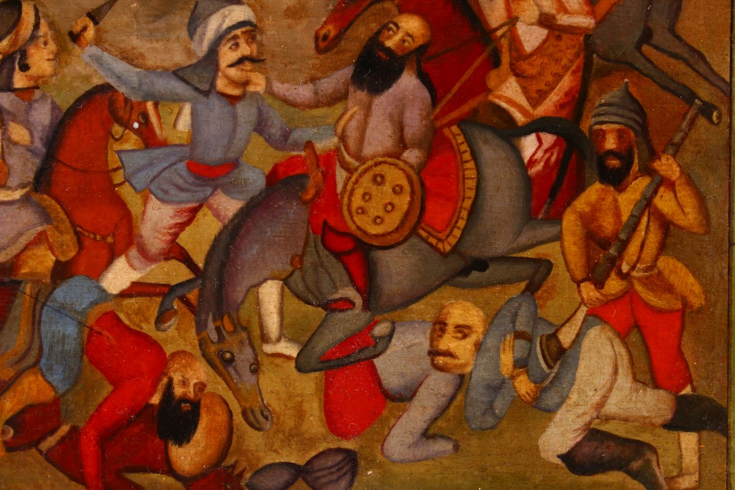 A PERSIAN QAJAR LACQUER PAINTED PANEL OF 1ST QAJAR KING AGHA MOHAMMAD KHAN QAJAR, 21cm x 25cm. - Image 6 of 9