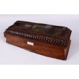 A GOOD EGYPTIAN CARVED HEAVY HARDWOOD WOODEN TOOL MOULD, with brick form carved sides, the top