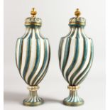 A SEVRES STYLE 19TH CENTURY PORCELAIN PAIR OF VASES AND COVERS, 3rd quarter of 19th Century, each of