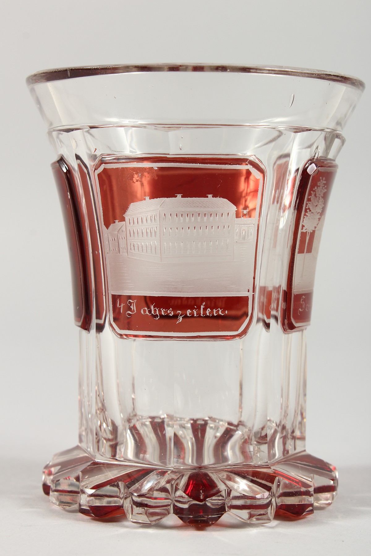 A GOOD SPA GLASS BEAKER. 4.25ins high. - Image 4 of 5