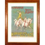 A COLOURED HIPPODROME BOSTOCK POSTER. 30ins x 21ins, framed and glazed.