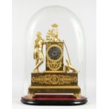 A GOOD 19TH CENTURY ORMOLU MANTLE CLOCK, with eight day movement, striking on a bell, silvered