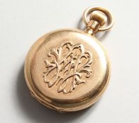 A VERY GOOD .750 CONTINENTAL GOLD POCKET WATCH by A LANG & SOHNE, DRESDEN, the front with raised