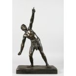 D. H. CHIPARUS (1886-1947) A GOOD BRONZE STANDING MALE ATHLETE leaning back, arms outstretched, on a