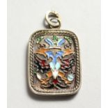 A RUSSIAN SILVER AND ENAMEL PENDANT.