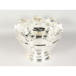 A PLATED CAVIAR SET, comprising a large pedestal bowl, central caviar bowl and cover with eight
