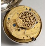 A GEORGE III SILVER VERGE POCKET WATCH, 1792 by BLUNT & SON, NORTHAMPTON.