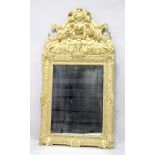 A VERY GOOD 18TH CENTURY GILT FRAME PIER MIRROR, with carved, gesso and gilded frame, the ornate
