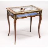 A VERY GOOD 19TH CENTURY FRENCH LOUIS XVTH STYLE KINGWOOD RECTANGULAR BIJOUTERIE TABLE with ormolu