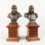 ADELECULE TROYES A GOOD PAIR OF BRONZE BUSTS, P. PITHOU and F. PITHOU. Signed and dated 1850. 9.5ins