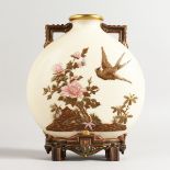 A ROYAL WORCESTER FINE JAPANESE MOONFLASK, 3rd quarter of 19th Century, on four feet.