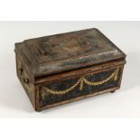 A 19TH CENTURY FRENCH TIN JEWELLERY CASKET with velvet interior. 10.5ins.