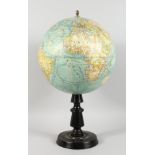 A GOOD FORESTERS GLOBE, 12-inch, on a turned wooden stand.