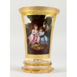 A VERY GOOD VIENNA GOBLET, painted panel of two young girls. 5.5ins high.