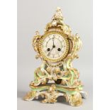 A GOOD 19TH CENTURY FRENCH, POSSIBLY JACOB PETIT, PORCELAIN CLOCK AND STAND with silvered dial.