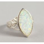 A SILVER AND OPAL RING.