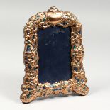 A COPPER AND ENAMEL ART NOUVEAU STYLE PHOTOGRAPH FRAME. 9ins x 7ins.