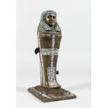AN AUSTRIAN PAINTED COLD CAST BRONZE NOVELTY SARCOPHAGUS, opening to reveal a standing female