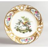 SEVRES PLATE decorated with birds in a landscape, probably in Madeley by Thomas Martin Randall.
