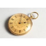 A LADIES' 18CT GOLD POCKET WATCH, FINEST GENEVA GOLDSMITH'S ALLIANCE LTD, CORNHILL, LONDON, in an