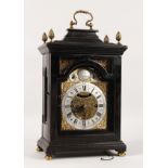 A GEORGE III EBONY BRACKET CLOCK by CHARTER, LONDON, CIRCA. 1780, with silver chapter ring and two