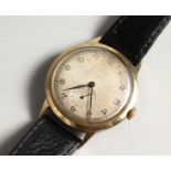 AN EARLY 9CT GOLD DENNISON CASE ROLEX WRISTWATCH, No. 13874, with leather strap.