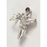 A NOVELTY SILVER DEER'S HEAD WHISTLE.