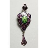 A SILVER AND ENAMEL ART NOUVEAU STYLE PENDANT.